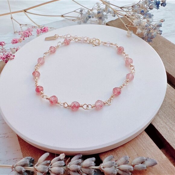 New Mini Strawberry Quartz Bracelet | Handmade in BC - Picture 5 of 6
